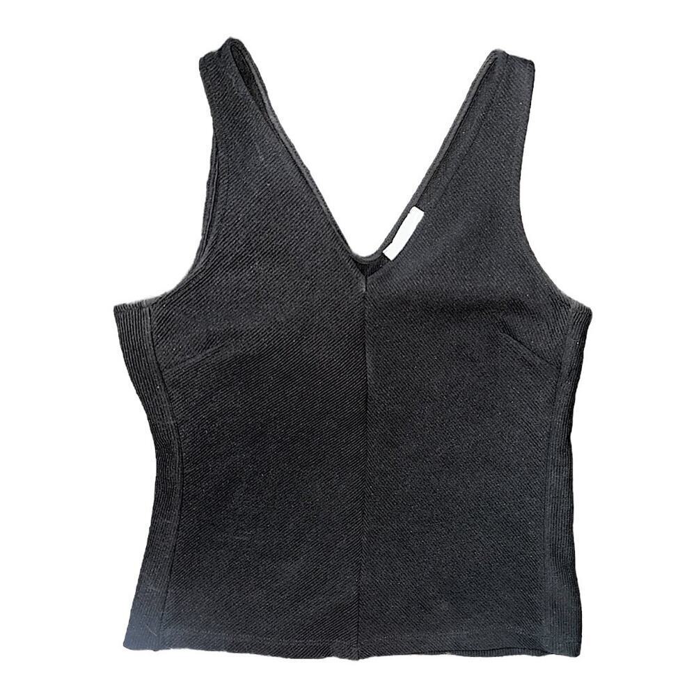H&M women’s small black ribbed sleeveless tank top blouse work casual